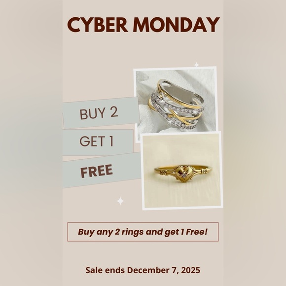 Hexagon Style 14K Gold Plated Ring Size 7 - Picture 2 of 6